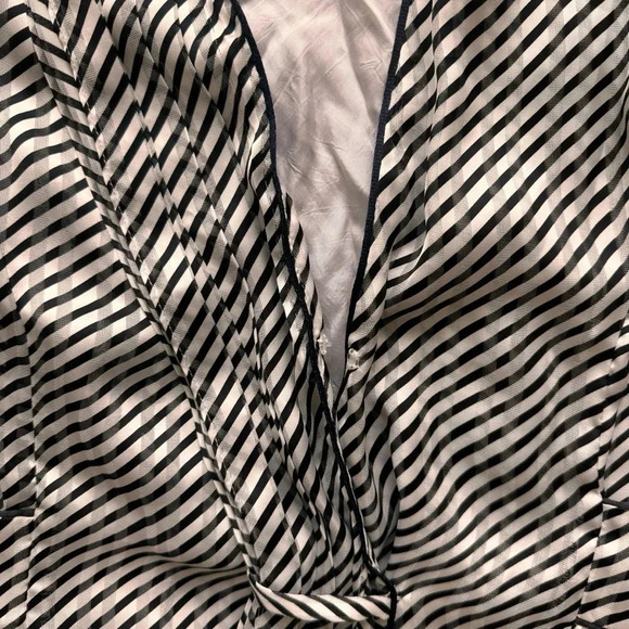 Deborah Lyons Ashley Midi Striped Dress v-neck Sleeveless Black White 6 RTR - Picture 8 of 15